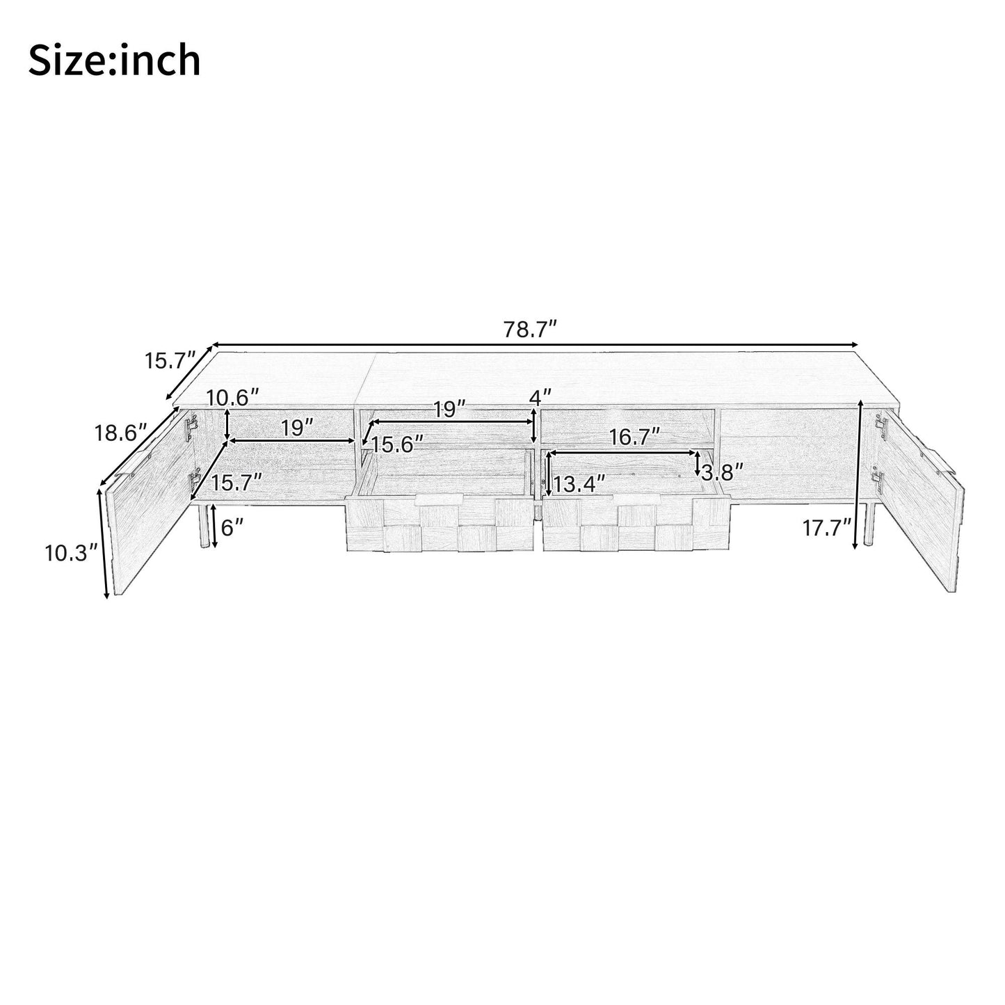 TV Stand With 2 Drawers, Media Console Table, Storage Cabinet With Cable Management