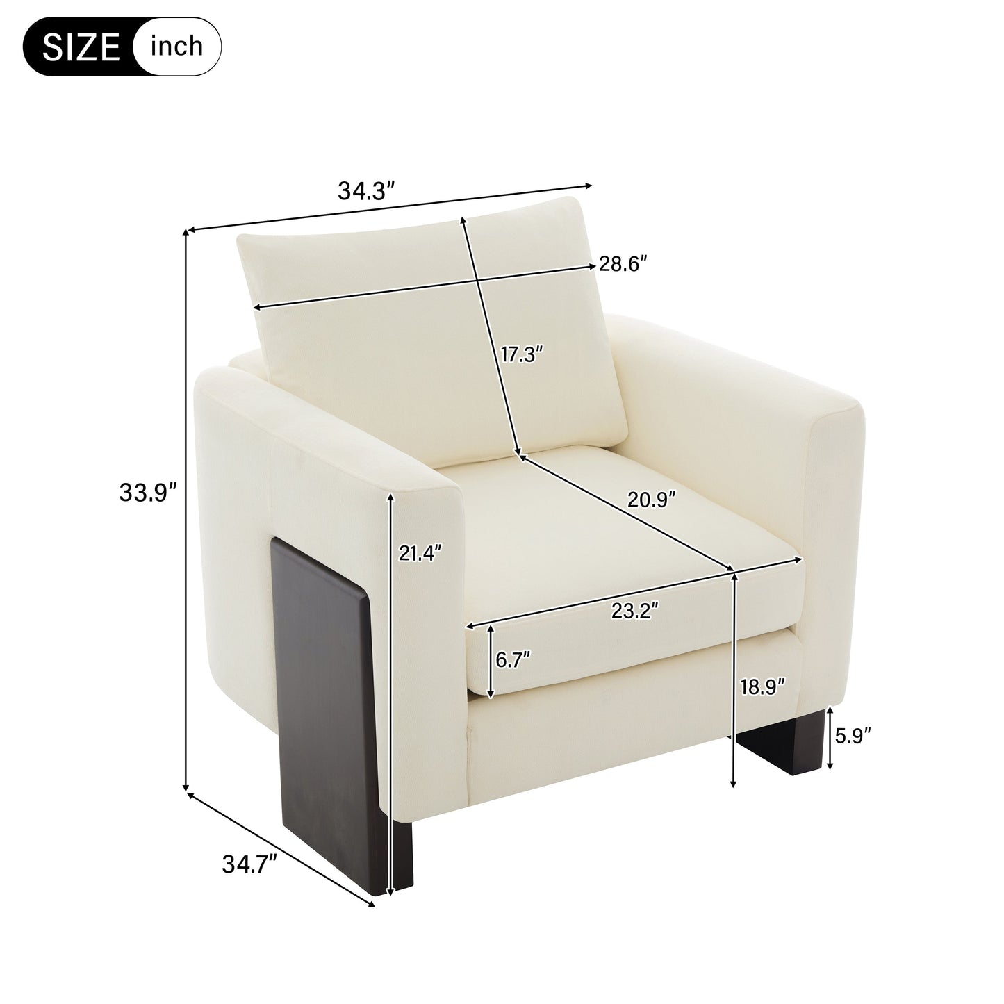 Modern Accent Chair Stylish Club Chair Armchair with Rubberwood Legs for Living Room, Bedroom, or Office