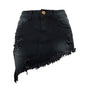 Western Style women's Short Wear Irregular Jeans With holes denim skirt for summer
