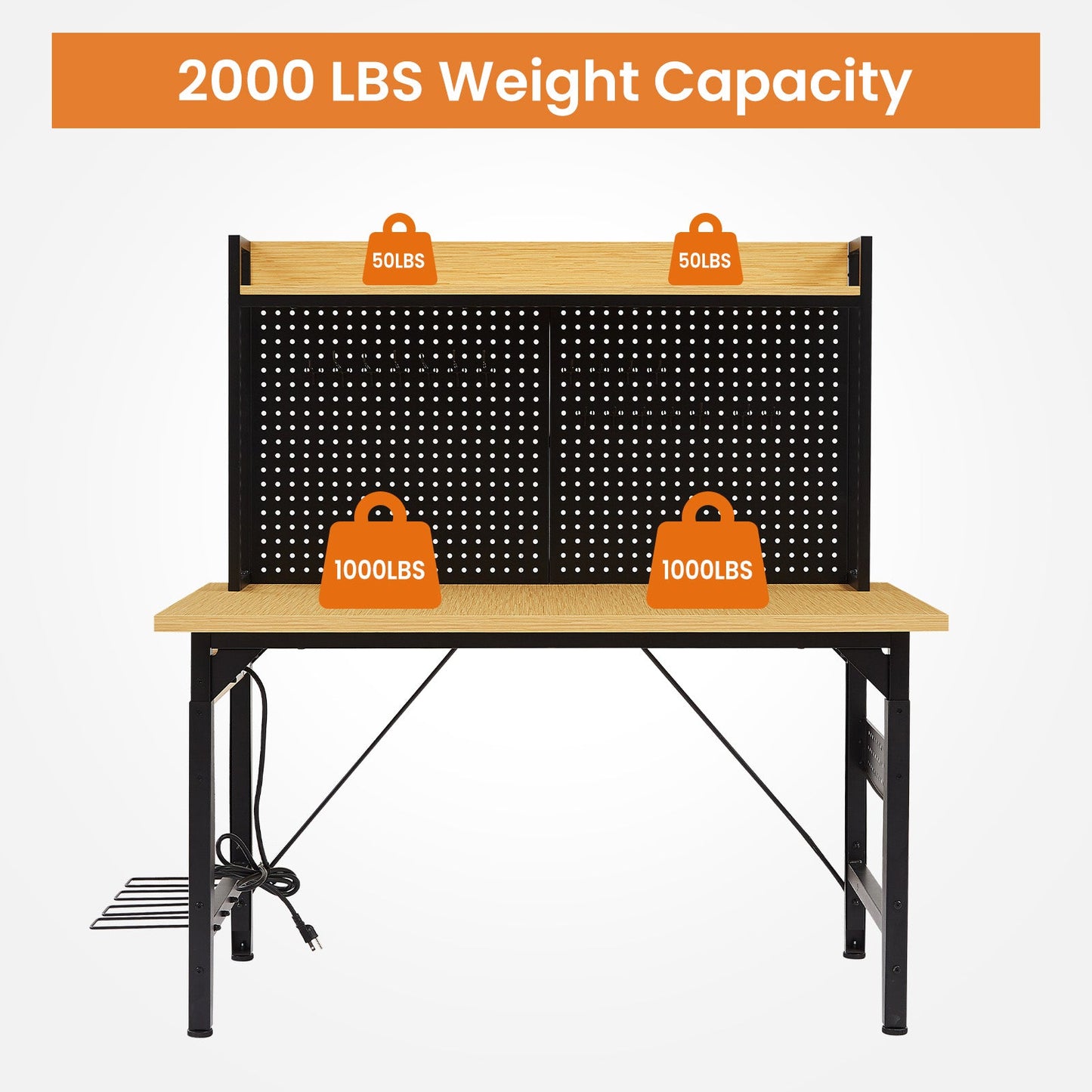 48" Adjustable Workbench with Pegboard