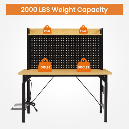 48" Adjustable Workbench with Pegboard