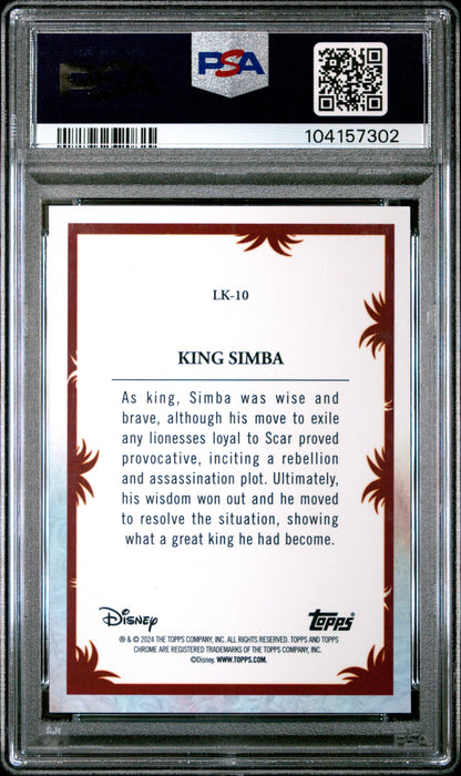 Graded 2024 Topps Chrome Disney King Simba #LK10 The Lion King 30th Anniversary Trading Card PSA 10 Gem Mint