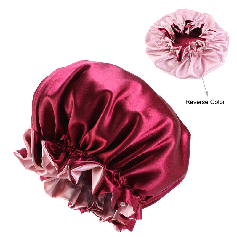 Double color lace night hat