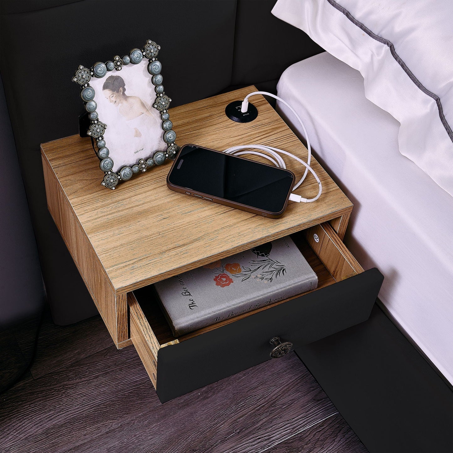 Upholstered Hydraulic Platform Bed With Storage Shelves, Reading Lamps, USB Port