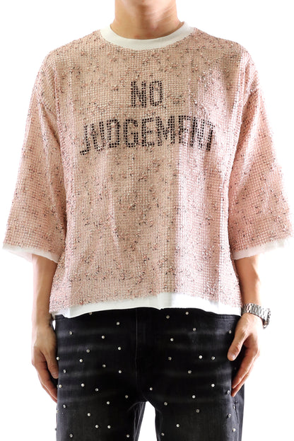 Sparkle S/N Jersey 3/4 Sleeve Crop Top Tee