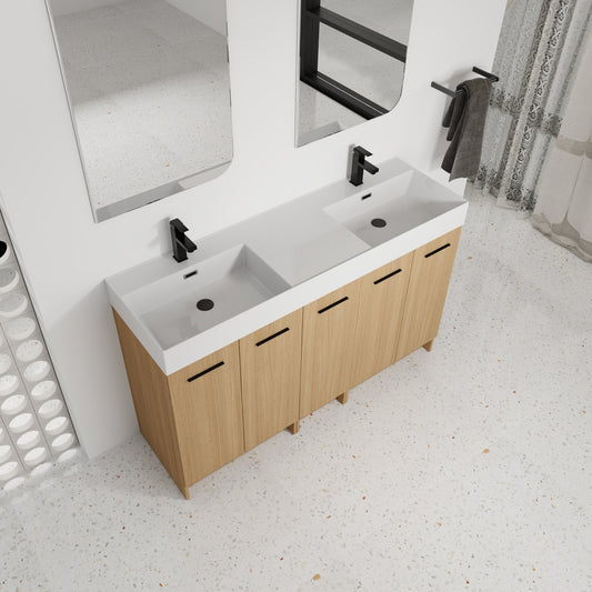 60" Double Sink Bathroom Vanity with Extra-Large Storage