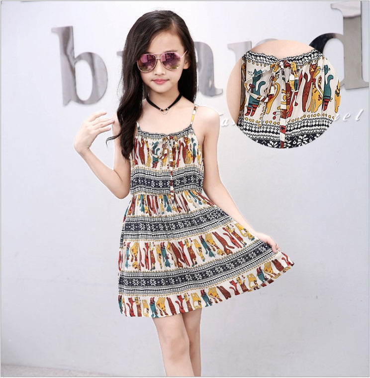 New tie dye layered cute Summer cotton silk dress floral dress for girls