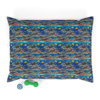 Sunlit Reef Mosaic with Golden Fish Shoals - Pet Bed Pet Zen