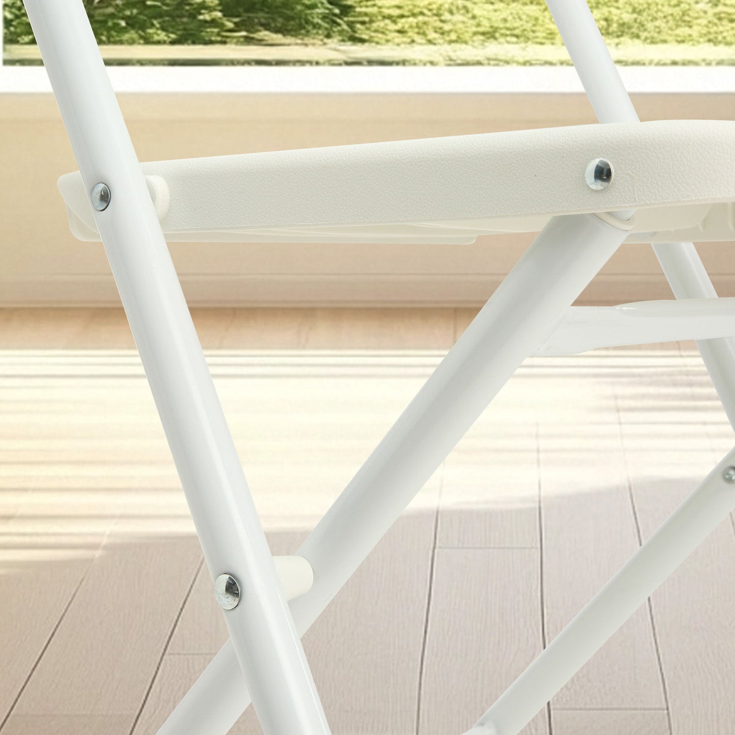 Folding Chairs, Stackable & Waterproof (Set of 4) - White