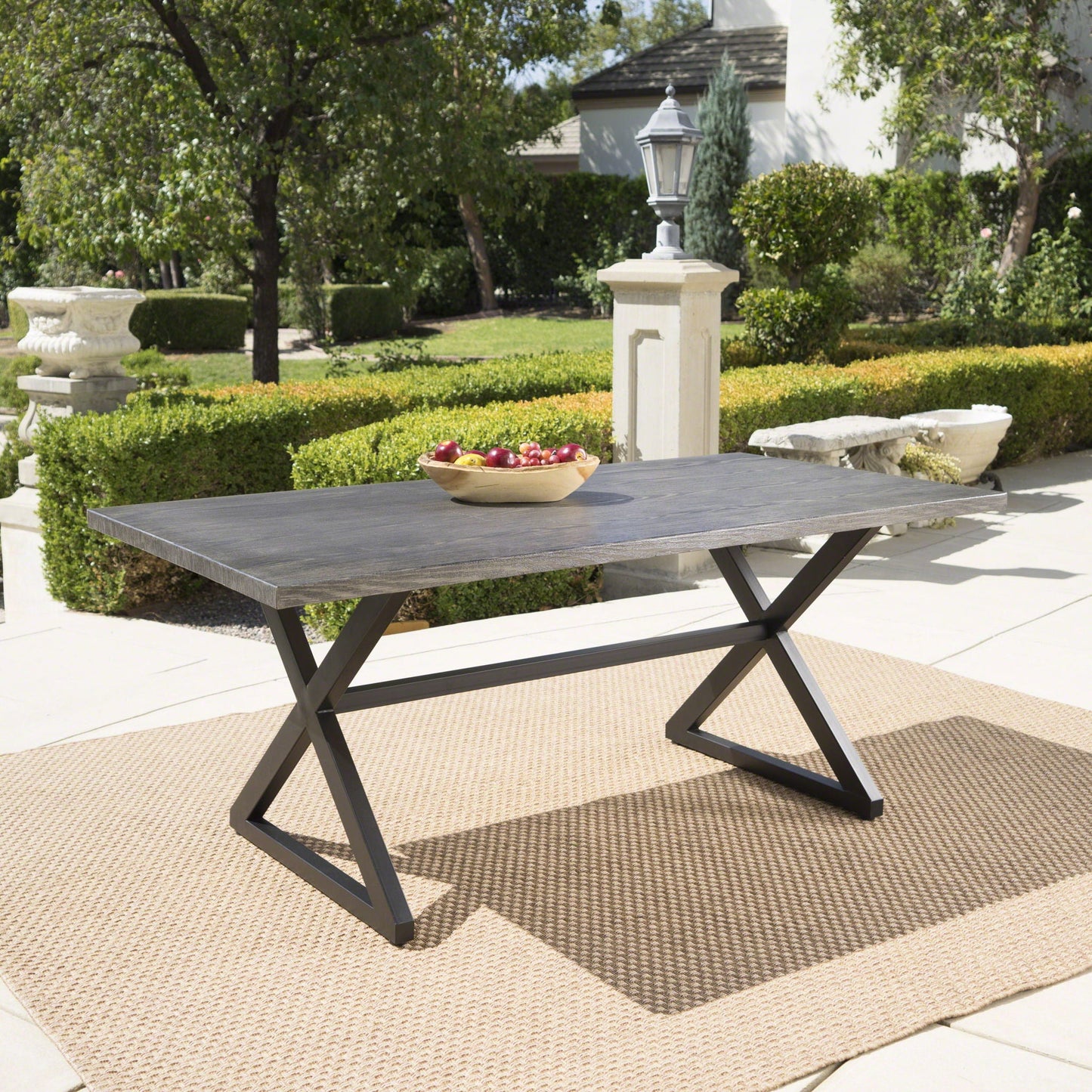 Rolando Outdoor Aluminum Dining Table with Steel Frame