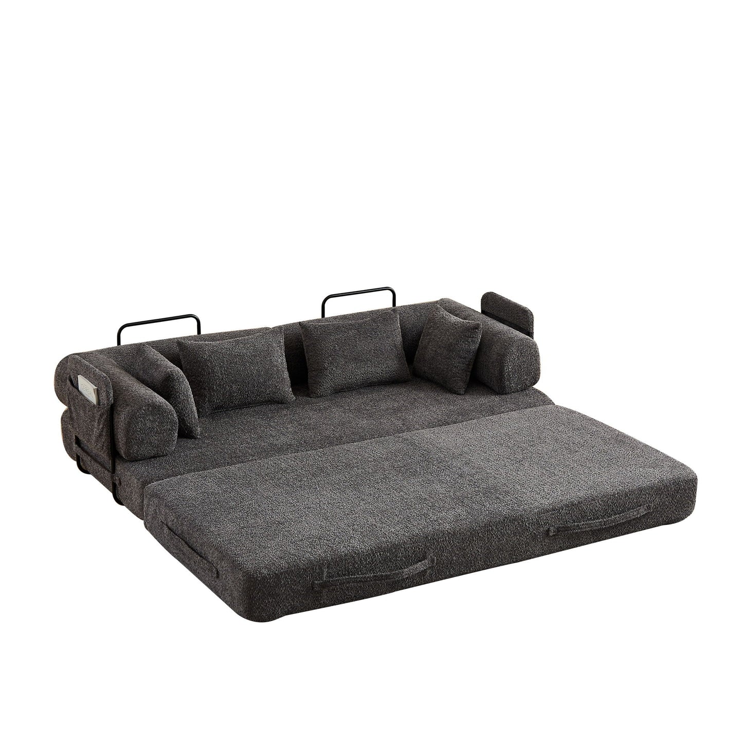 Convertible Sleeper Sofa Bed With Cylindrical Pillow