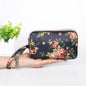 Floral Printed Fabric Wristlet Wallet for Women - Double Zipper Clutch with Wrist Strap