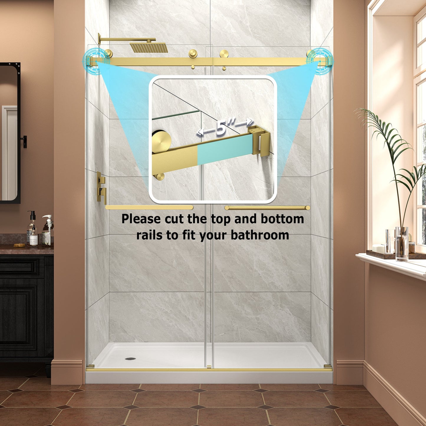 55"-60" W x 76" H Brushed Frameless Shower Door