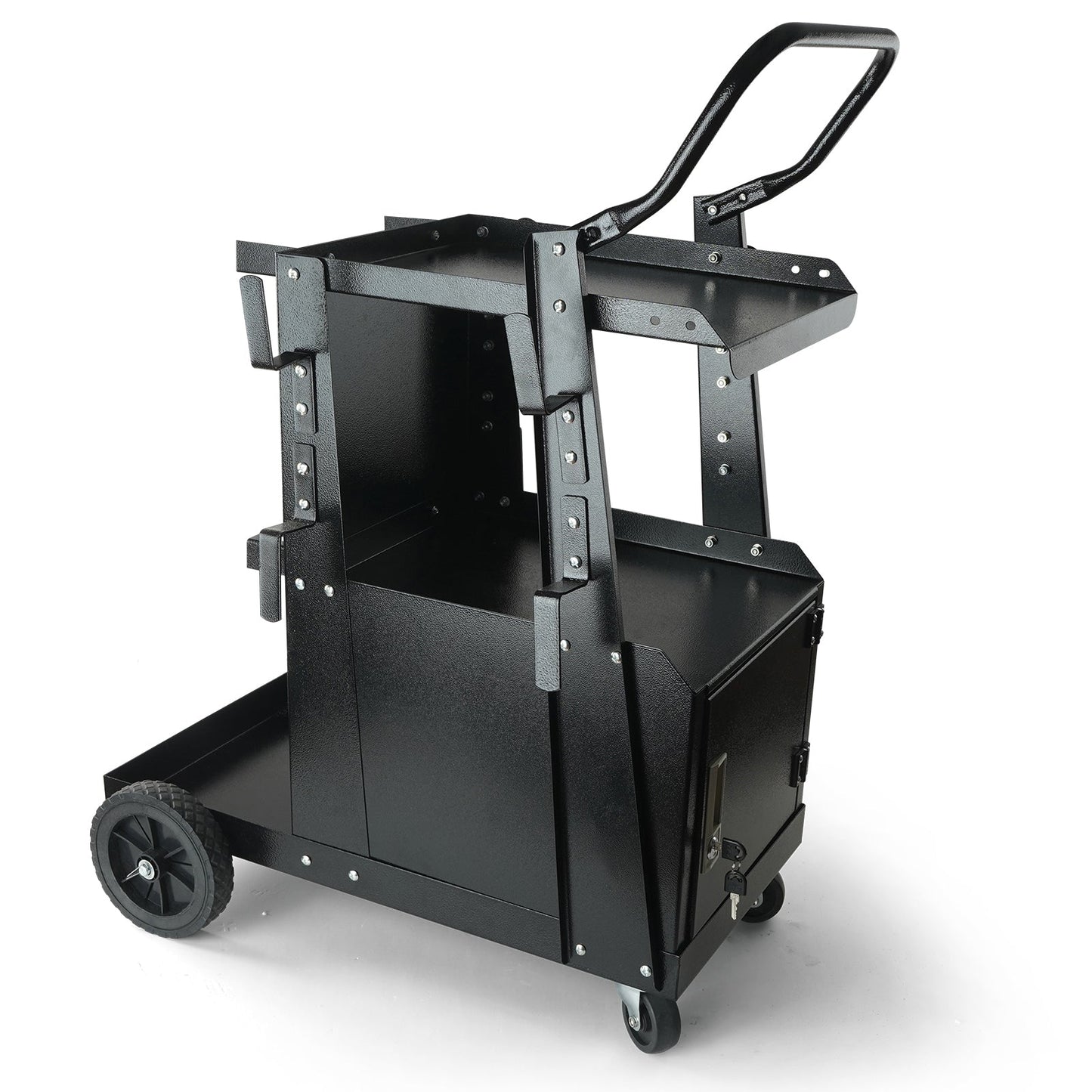 Welding Cart, 2-Tier Heavy Duty Welder Cart with Lockable Cabinet
