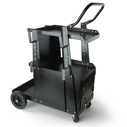 Welding Cart, 2-Tier Heavy Duty Welder Cart with Lockable Cabinet