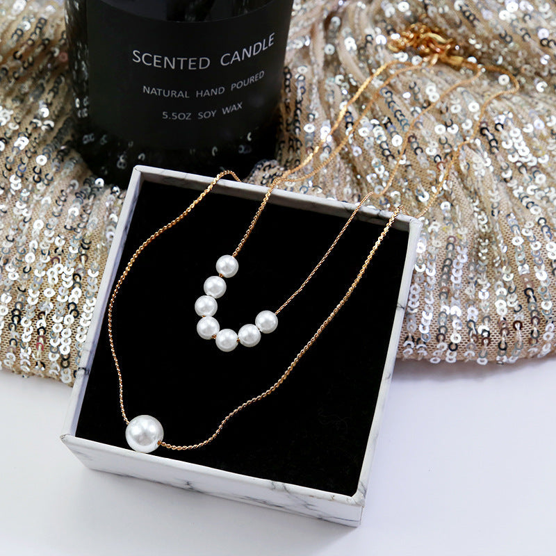 Multilayer Chain Pearl Necklaces