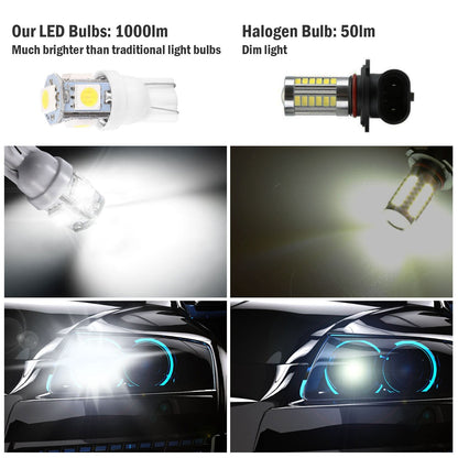 50Pcs/Kit LED Car Light Bulbs 1000lm T10 Base 5050 6000K White Auto Lamps Replacement for Dome Map Door Trunk Signal License Plate