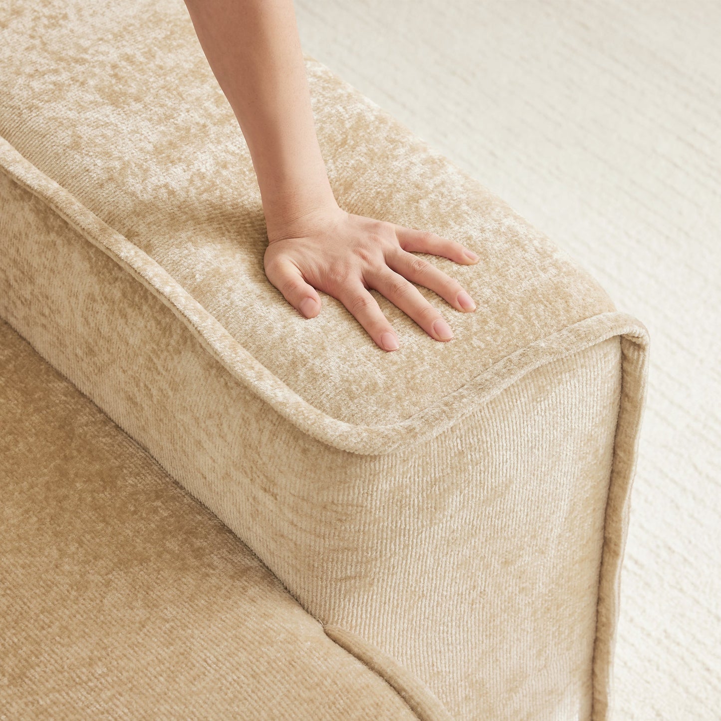Armless Sofa Velvet-Light Camel