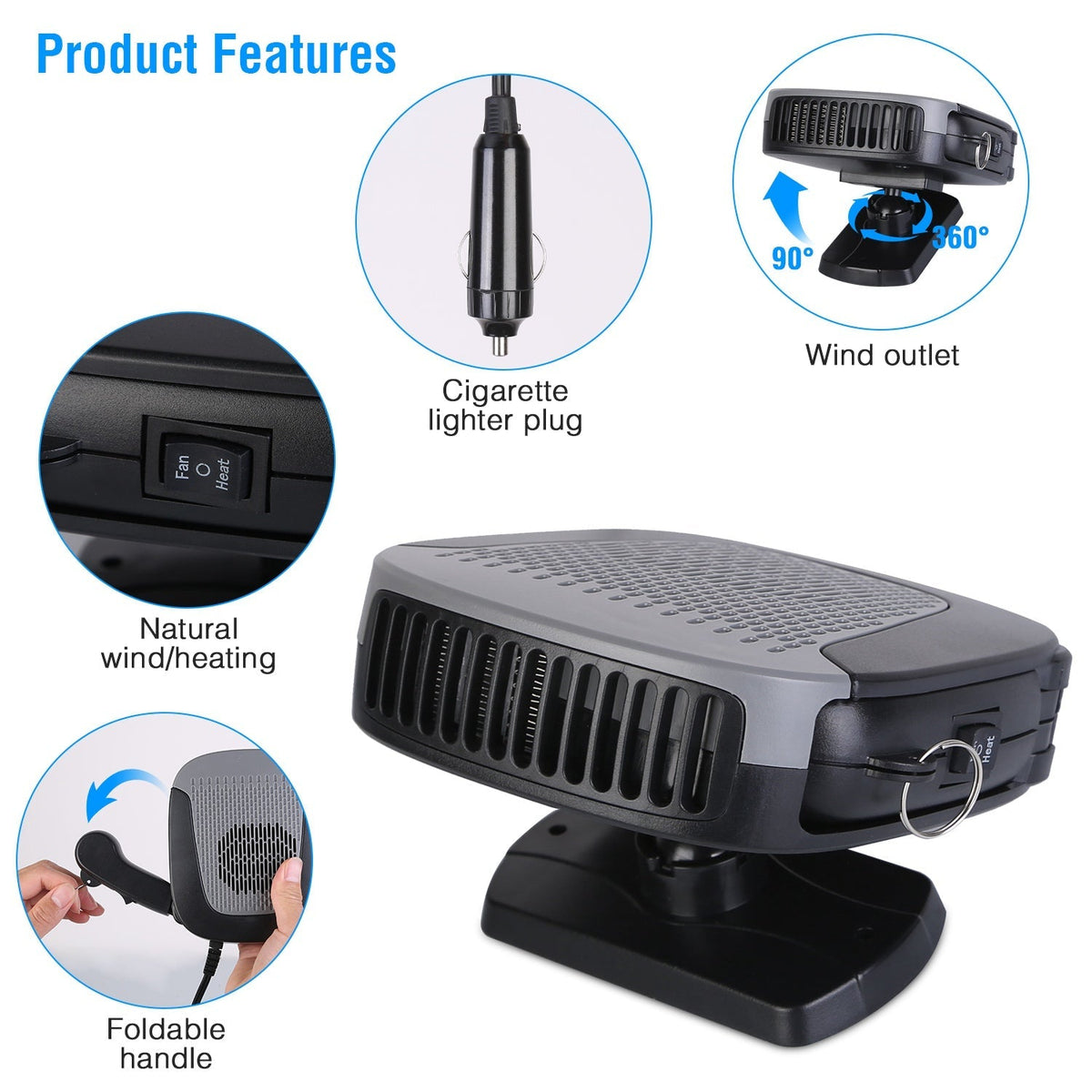 12V 150W Portable Car Heater & Fan | 2-in-1 Defroster/Demister