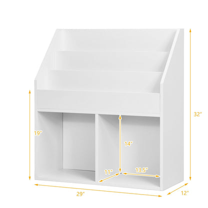 Kids Wooden Bookshelf Bookcase Children Toy Storage Cabinet Organizer-White