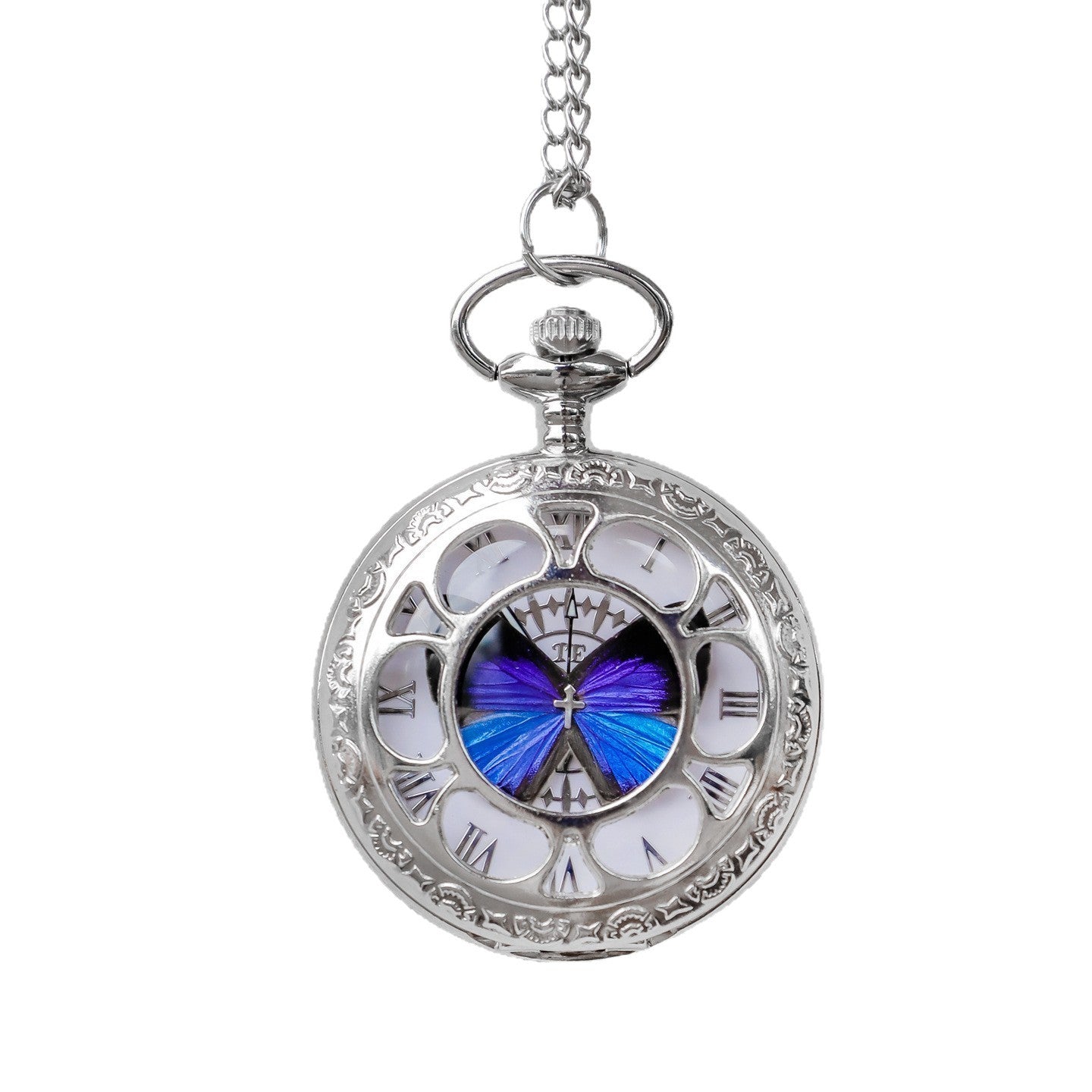 Ya Gray Butterfly & Wu Gray Butterfly Creative Pocket Watch Chain, Retro Pendant Watch