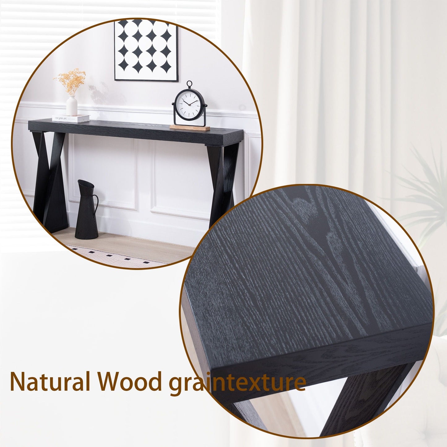 Console Table With Crossed Legs For Hallway - Black