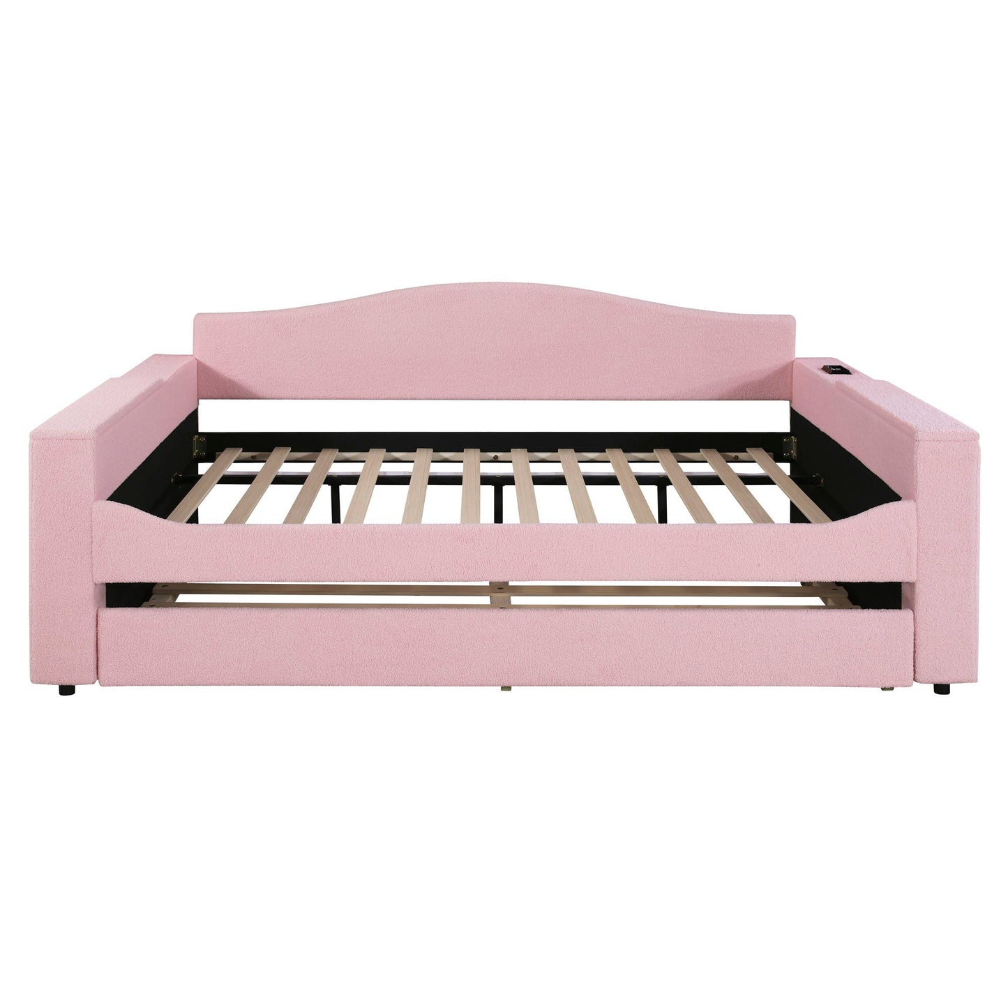 Upholstered Daybed With Storage Armrests, Trundle And Latest Integrated tooth Audio System