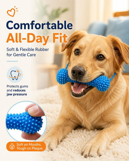 Dual-Action Canine Dental Prop, Bite And Brush Dental Toy For Dogs, Teeth Cleaning Fresh Dog Tartar And Plaque Remover, Woof Tooth Hard Off, Brushing Toothbrush Tools Care Chew Toys 1PC