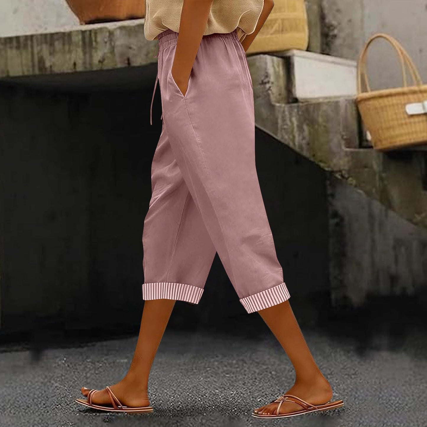Summer New European And American Style Casual Cropped Pants