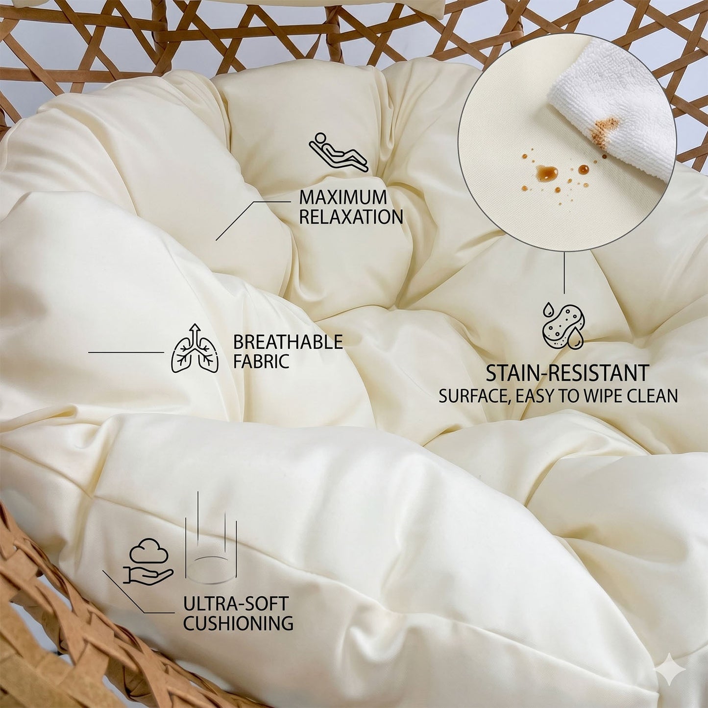 Folding PE Rattan Hanging Egg Chair with Stand