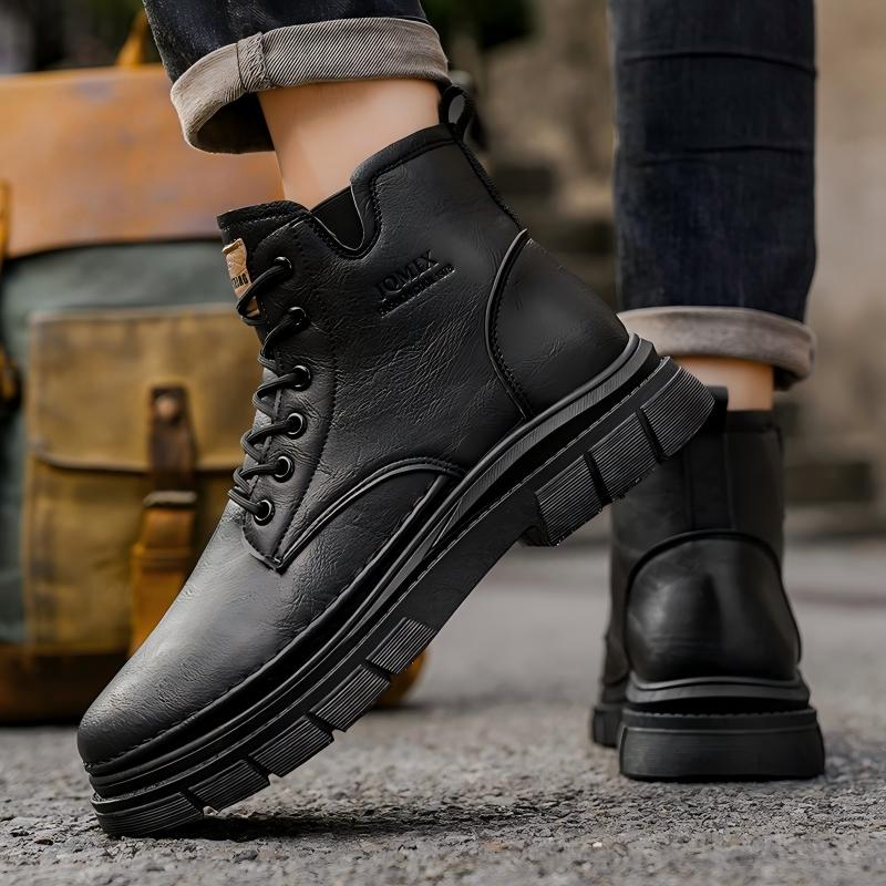 Men's Autumn High-top Martin Boots, British Style Casual Leather Shoes, Anti-slip Wear-resistant Short Work Boots