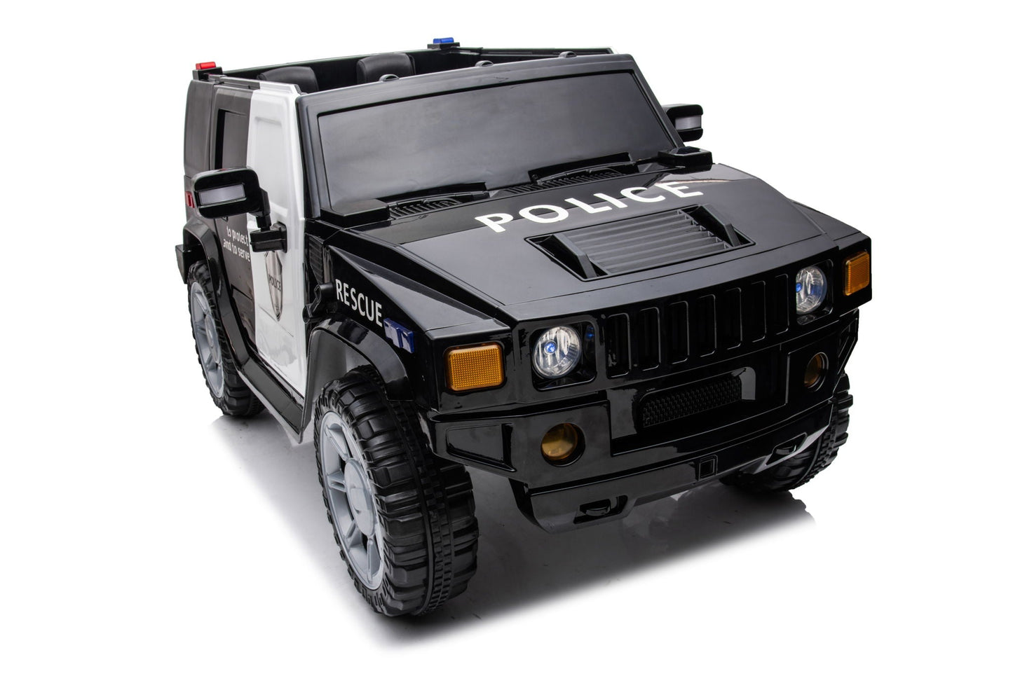 12V7A 30W*2 Four-Wheel Drive Seat One Button Start, Forward And Backward, High And Low Speed, Music, Front Light, Power Display, Two Doors Can Open, 2.4G R / C, Seat Belt Four Wheel Absorber