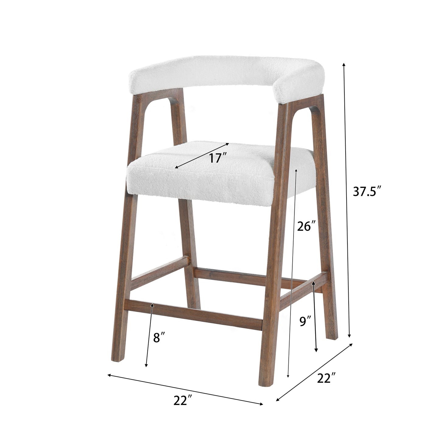 26'' Seat Height Bar Stools with Back - Set of 2