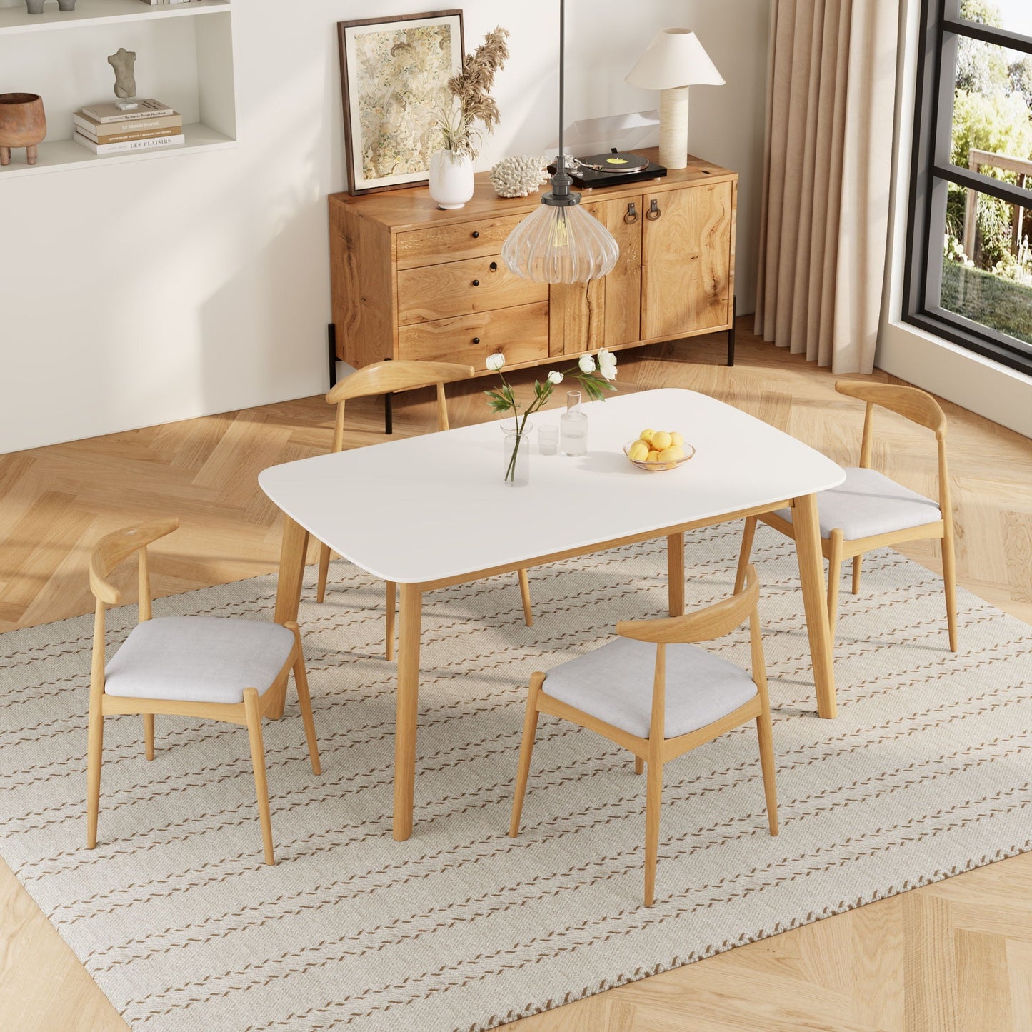 5 Piece Dining Set With Upholstered Chairs