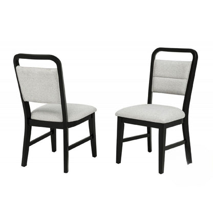 Dining Set With Round Table And 4 Upholstered Chairs - Black / Gray