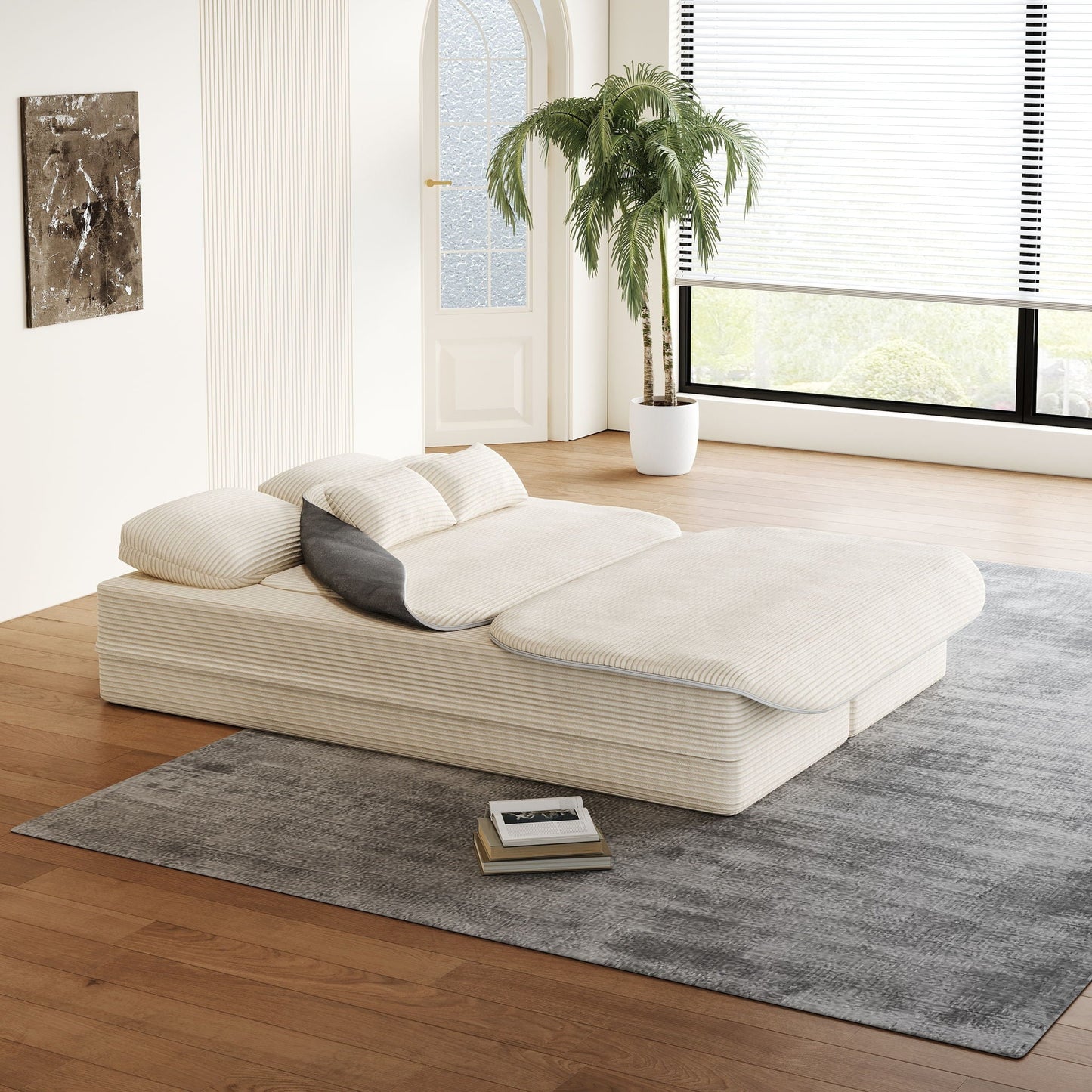 2 In 1 Foldable Sofa Bed With Multi Functional Blanket