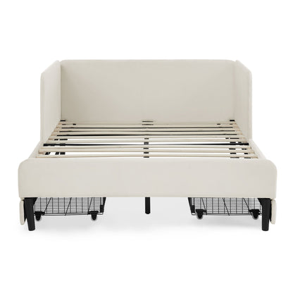 Upholstered Platform Bed Frame With 2 Storage Drawers And Adjustable Sofa Bed