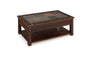 Roanoke - Rectangular Lift Top Cocktail Table (With Casters) - Cherry And Slate