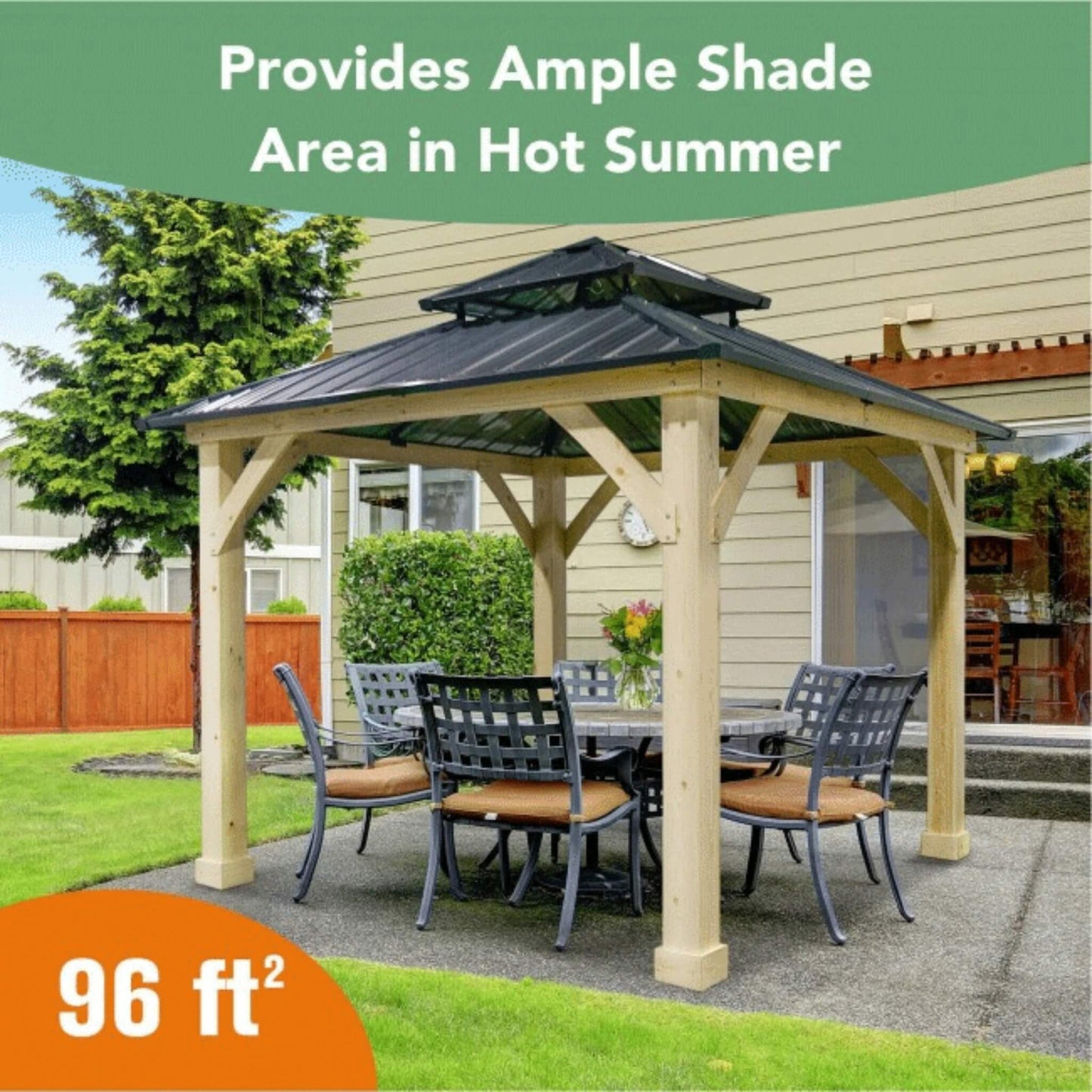 [10X10FT] Alora Premium Outdoor Patio Hardtop Gazebo With Double Steel Roof (SAK01291)