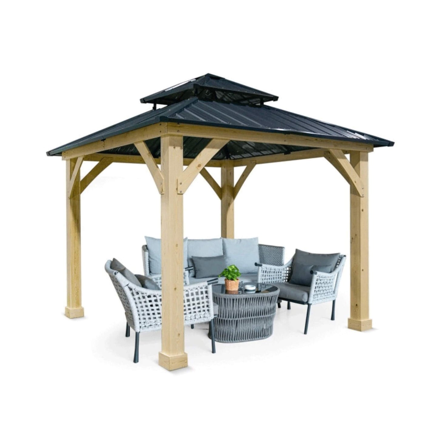 [10X10FT] Alora Premium Outdoor Patio Hardtop Gazebo With Double Steel Roof (SAK01291)