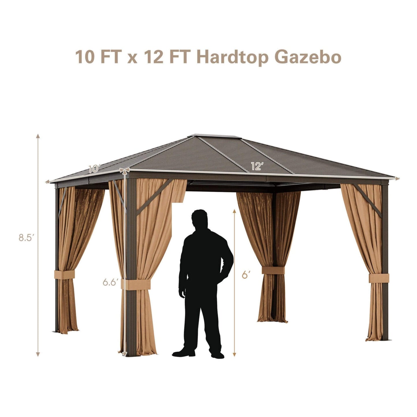 [10X12FT] Alora Premium Outdoor Hardtop Patio Gazebo With Galvanized Steel Top & Aluminum Frame (SAK74065)