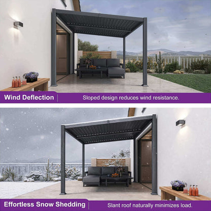 [10X14FT] Alora Modern Louvered Aluminum Pergola With Sloped Roof (SAK44815)