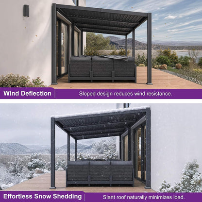 [10X20FT] Alora Modern Louvered Aluminum Pergola With Sloped Roof (SAK12034)
