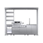 Castelle Flame Imperial 110-Inch 4-Burner 72K BTU Deluxe Stainless Steel Outdoor Kitchen Grill Island With Wine Cooler, Rotisserie, Cabinets, And Granite Countertops (SAK94721)