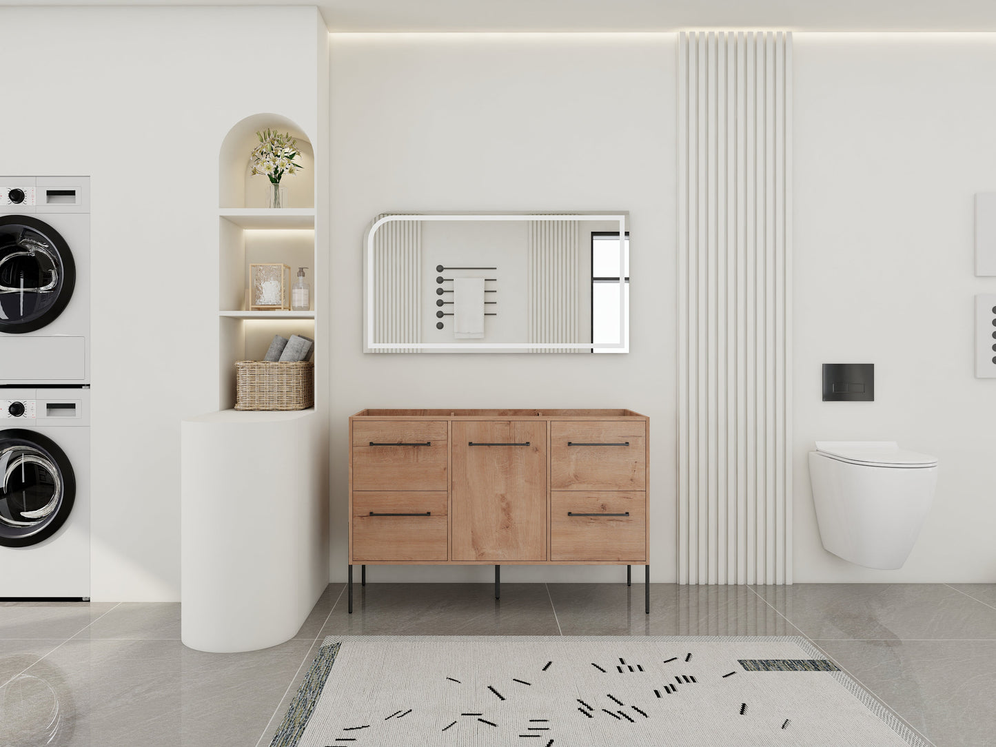 48" Freestanding Bathroom Vanity With Soft-Close Cabinet Door and 4 Drawers