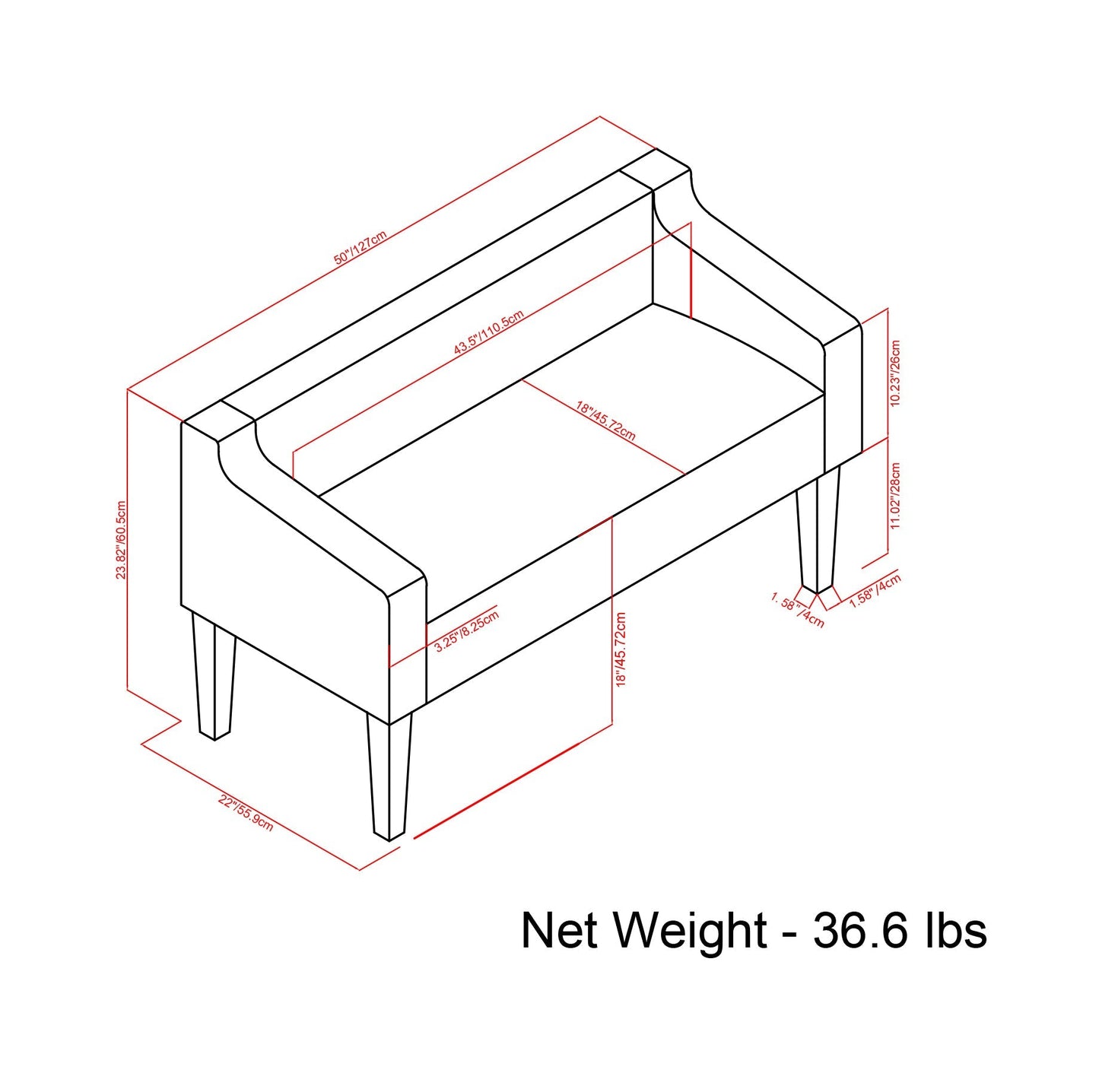 Parris Upholstered Bench - Platinum