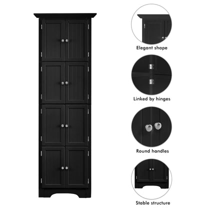Tall Storage Cabinet With Doors And 4 Shelves For Living Room, Kitchen, Office, Bedroom, Bathroom, Modern
