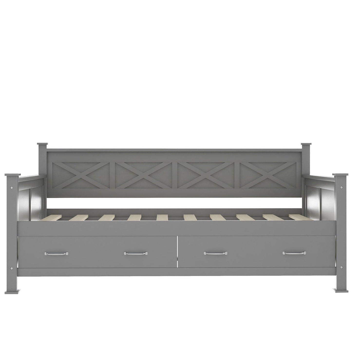 Modern Daybed With 2 Large Drawers, X Shaped Frame
