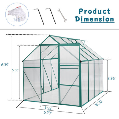 Polycarbonate house Raised Base And Anchor Aluminum Heavy Duty Walk-In houses For Outdoor Backyard In All Season