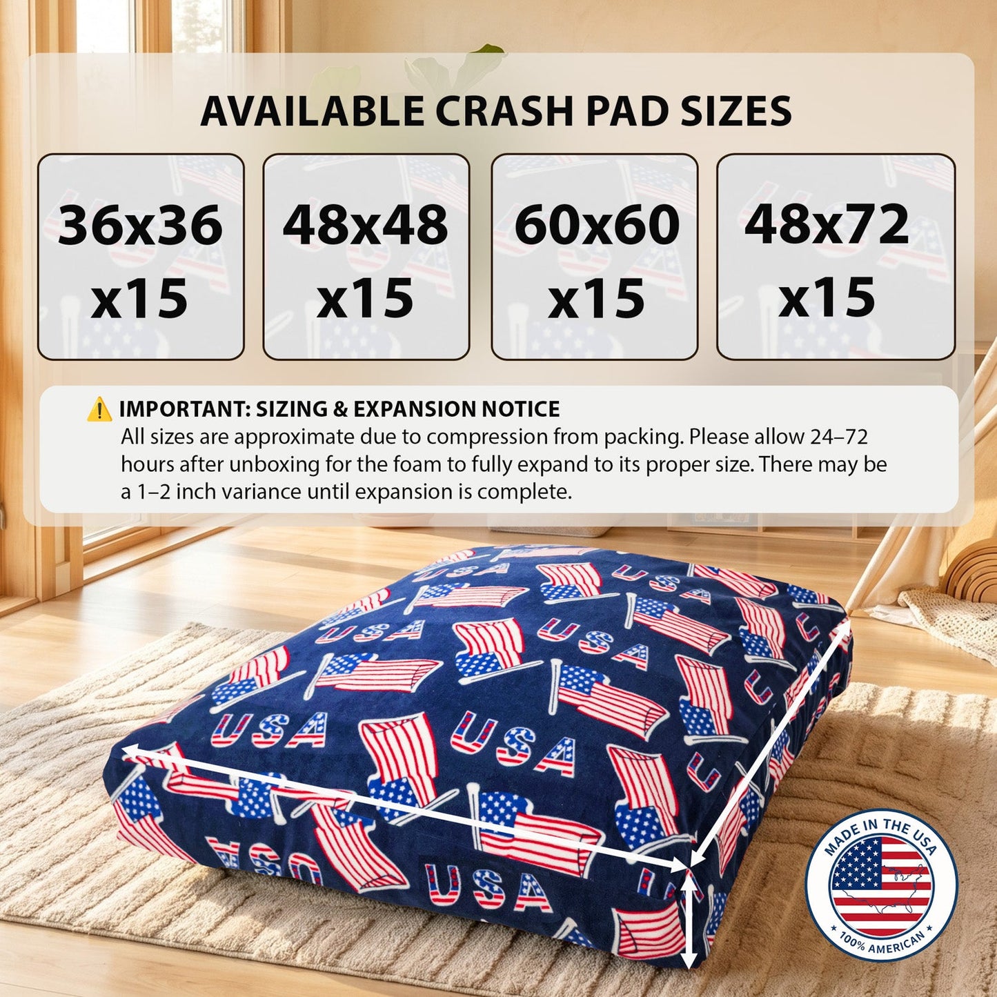 Sensory Crash Pad for Kids & Adults – Removable Washable Fleece Cover